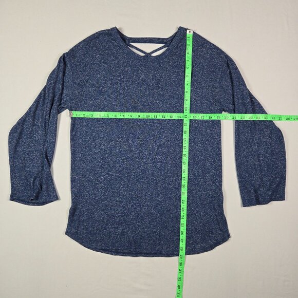Motherhood Maternity Blue Knit Top Small SP Long Sleeve Criss Cross Back Casual - Picture 8 of 9